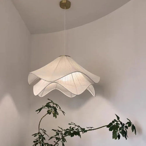 suspension fleur blanche en tissu  60cm