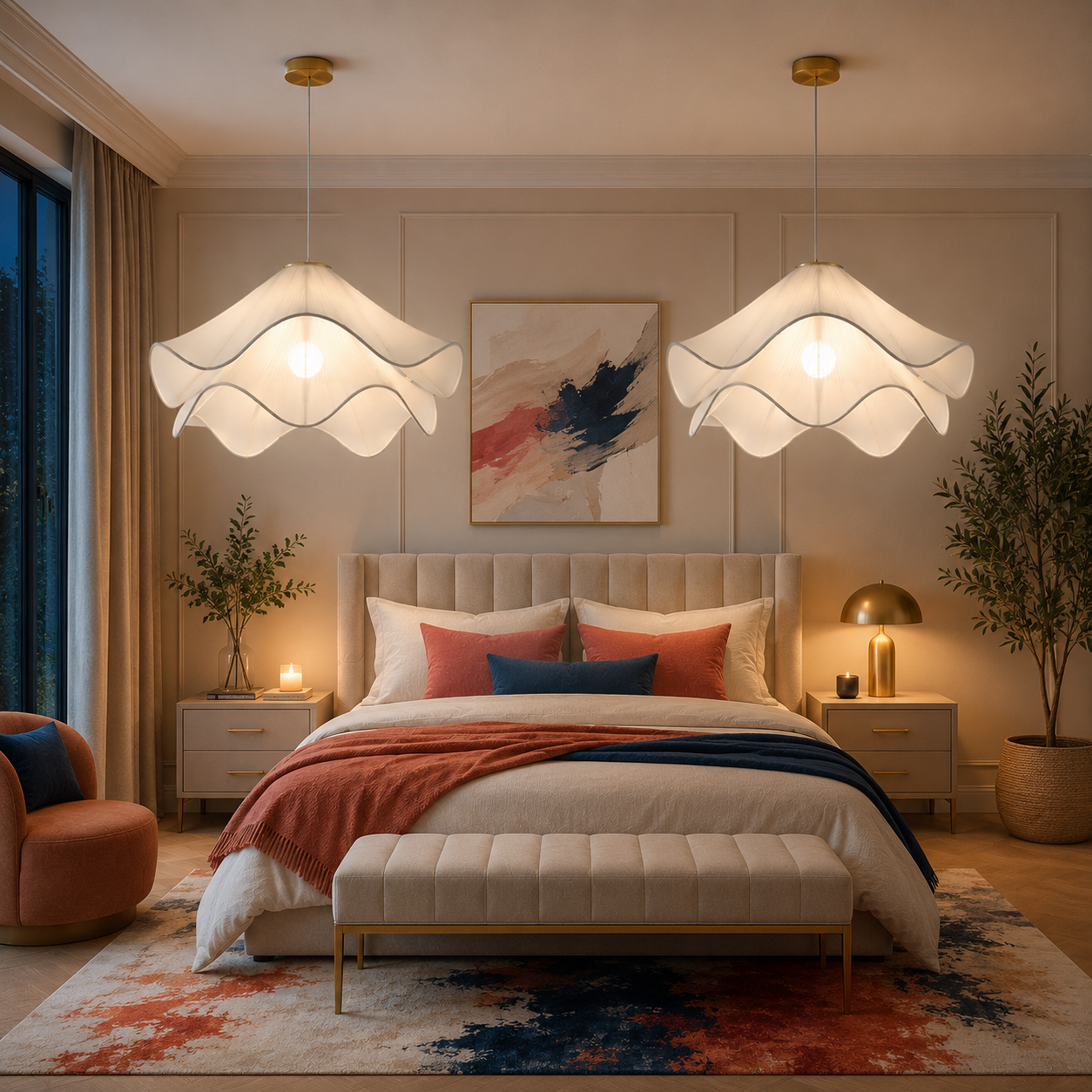 Suspension Fleur Blanche en Tissu — Dhalia