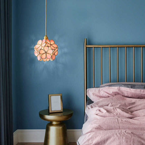 suspension fleur rose lampe de chevet