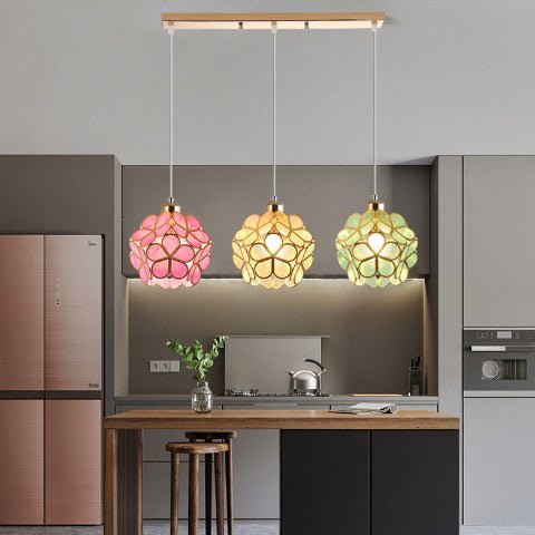 suspension fleur spring rose vert creme base droite