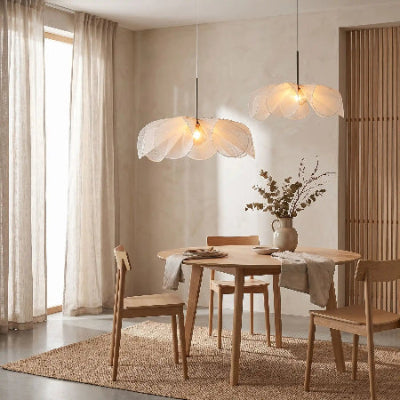 suspension fleur en tissu salle  a manger