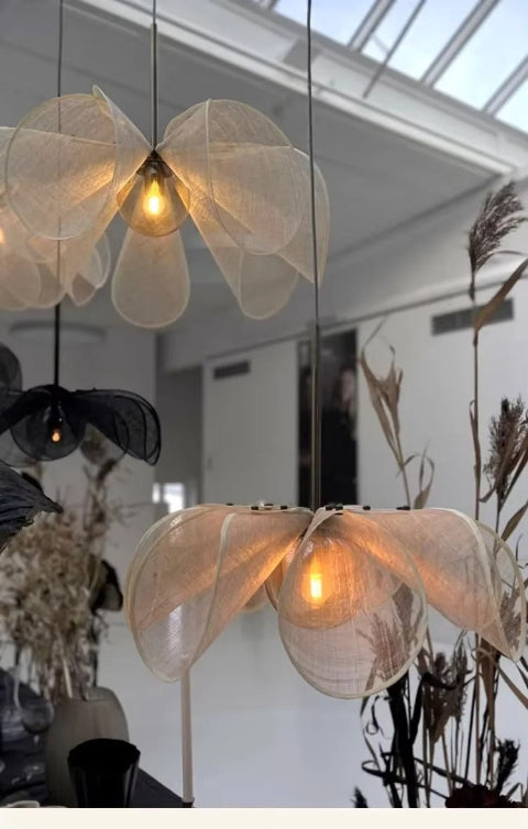 suspension fleur tissu