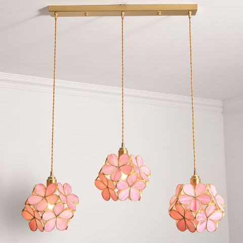 suspension fleur trio rose base lineaire