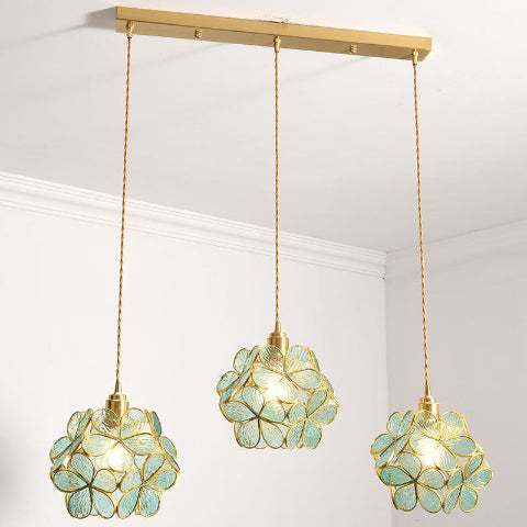 suspension fleur trio vert base lineaire