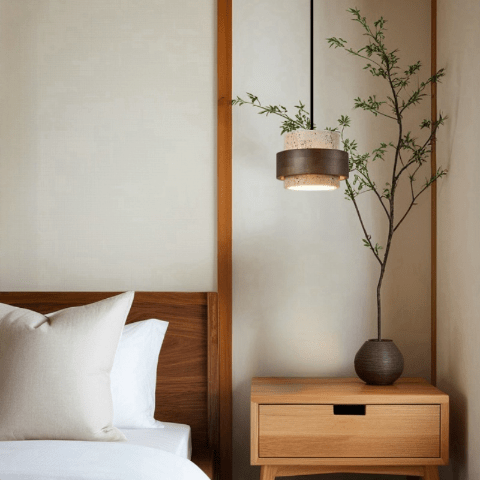 suspension japonaise comme lampe de chevet
