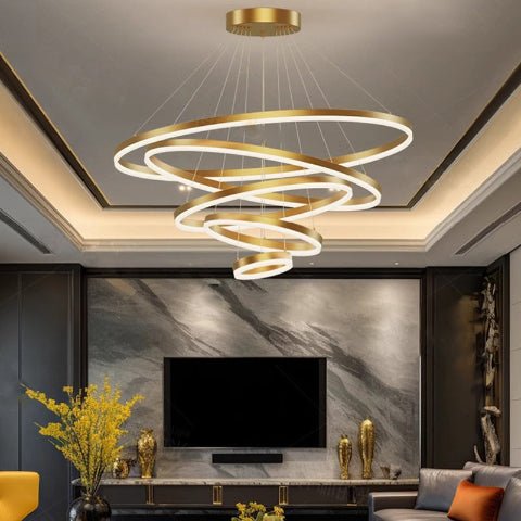 SUSPENSION LED | Entonnoir Or - Lumière de Léora