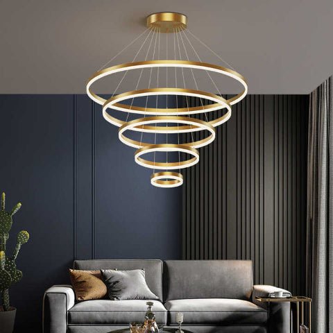 SUSPENSION LED | Entonnoir Or - Lumière de Léora