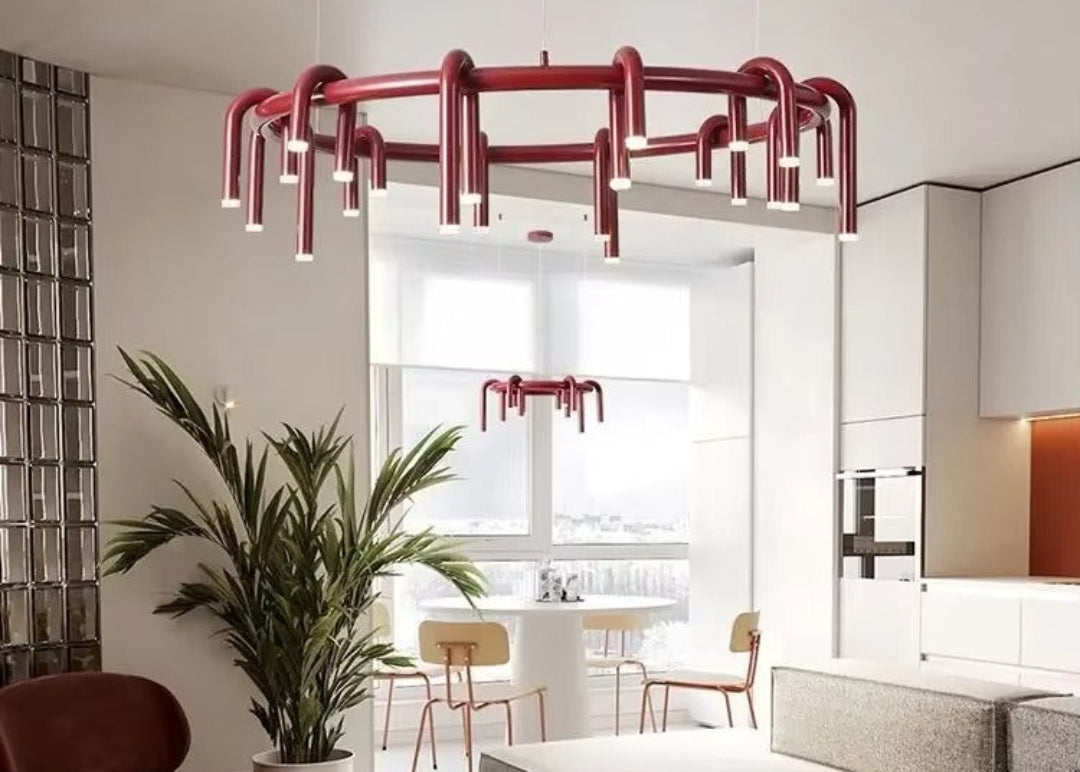 suspension luminaire arche rouge