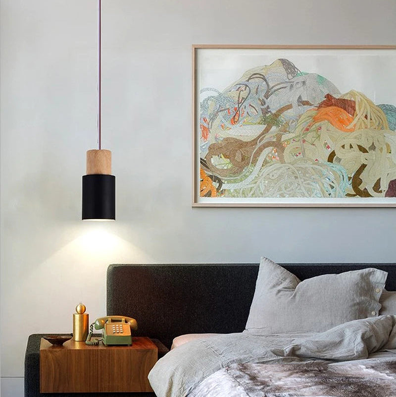 suspension luminaire bois dans chambre