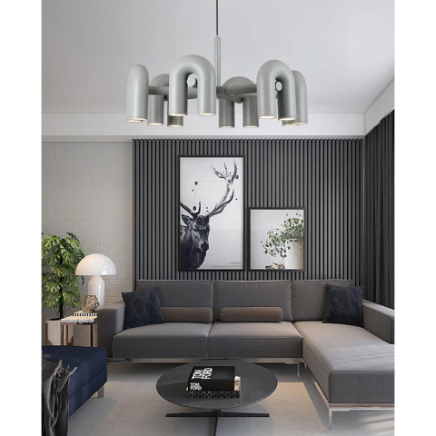suspension luminaire design arche gris