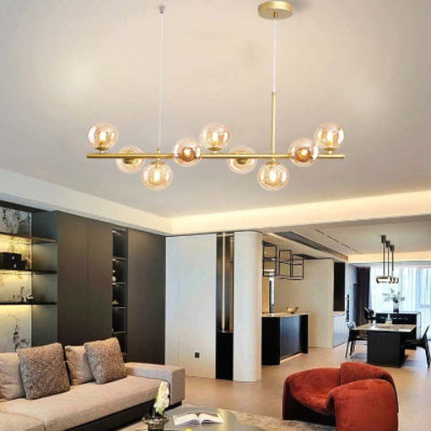 suspension luminaire en verre cognac salon