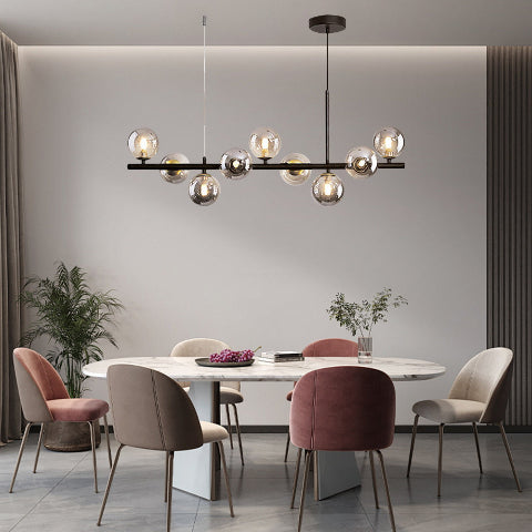 suspension luminaire en verre transparent table