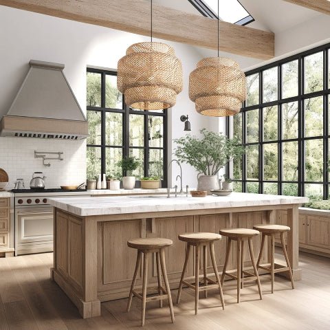 suspension rotin bar de cuisine