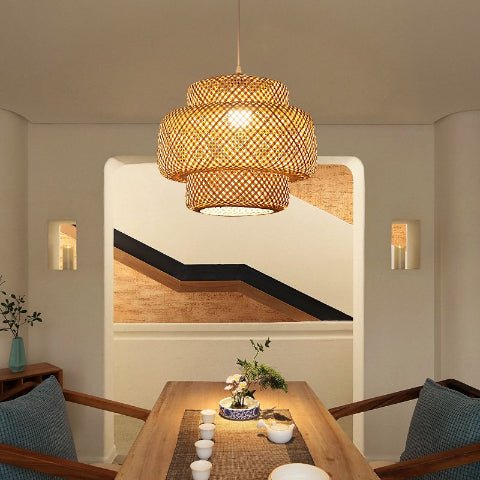 suspension rotin decoration moderne